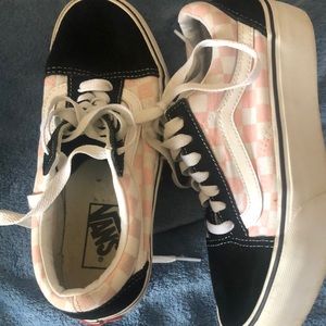 Pink Checkerboard Vans Shoes , Women’s Size 6.5